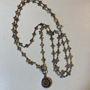 Catherine Popesco Silvertone Quatrefoil Convertible Necklace 22” w/Pendant